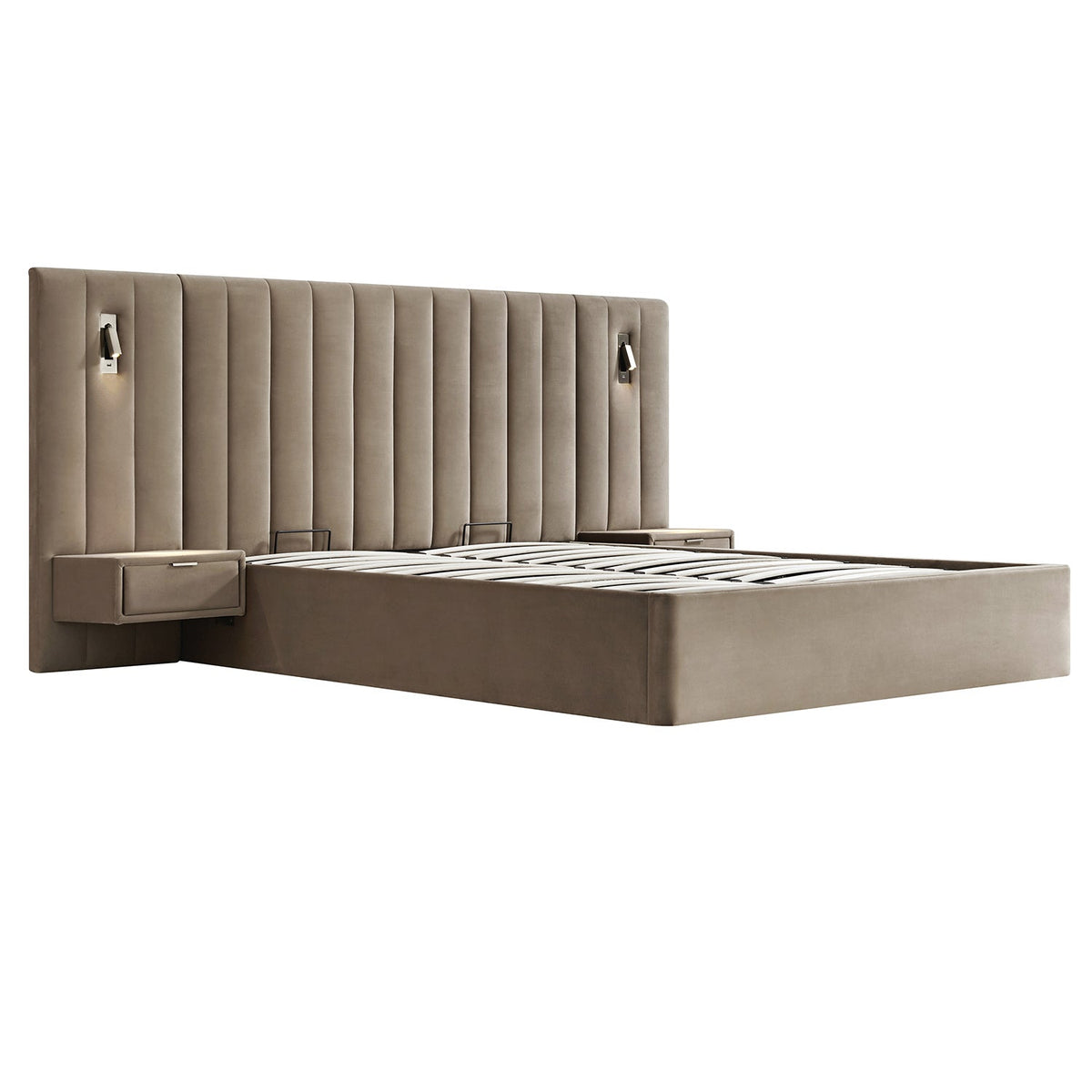 Tremezzo Oversized Ottoman Storage Bed in Taupe Velvet