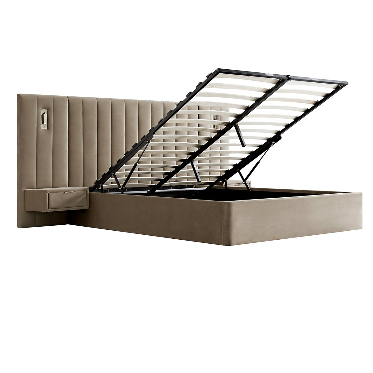 Tremezzo Oversized Ottoman Storage Bed in Taupe Velvet