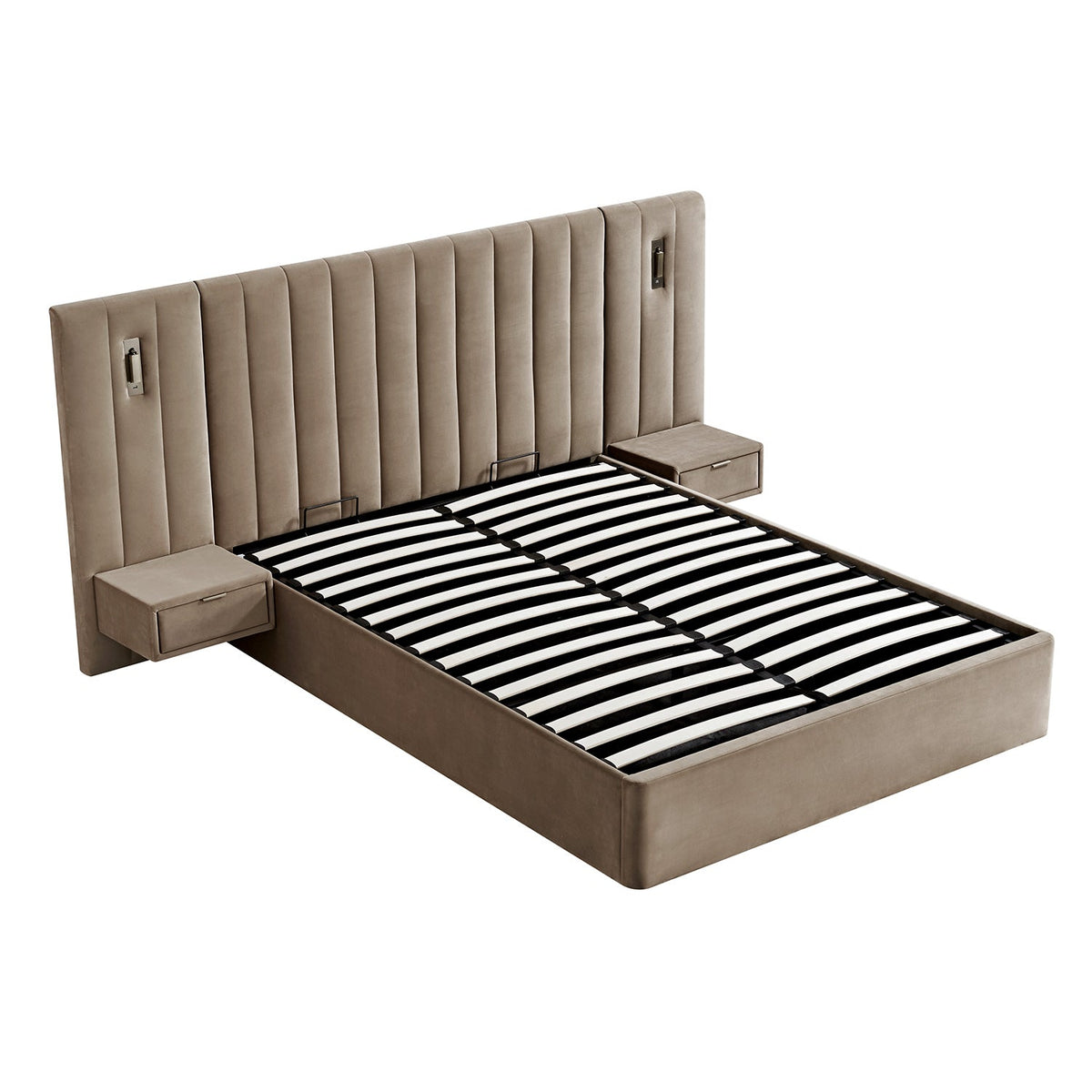 Tremezzo Oversized Ottoman Storage Bed in Taupe Velvet