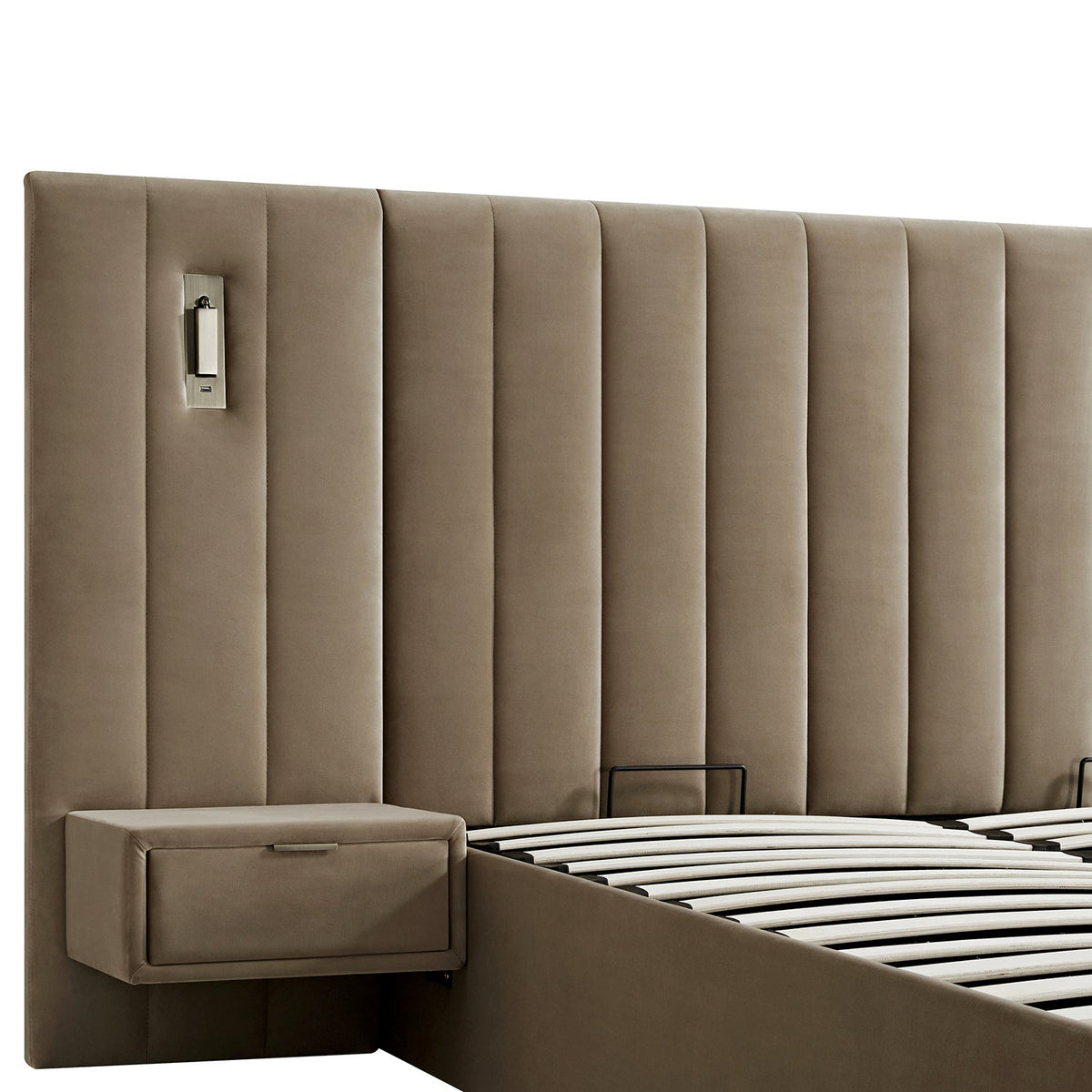 Tremezzo Oversized Ottoman Storage Bed in Taupe Velvet