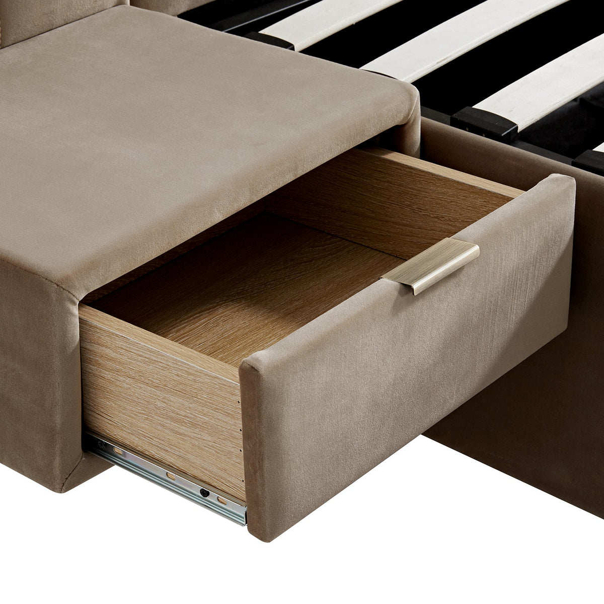Tremezzo Oversized Ottoman Storage Bed in Taupe Velvet