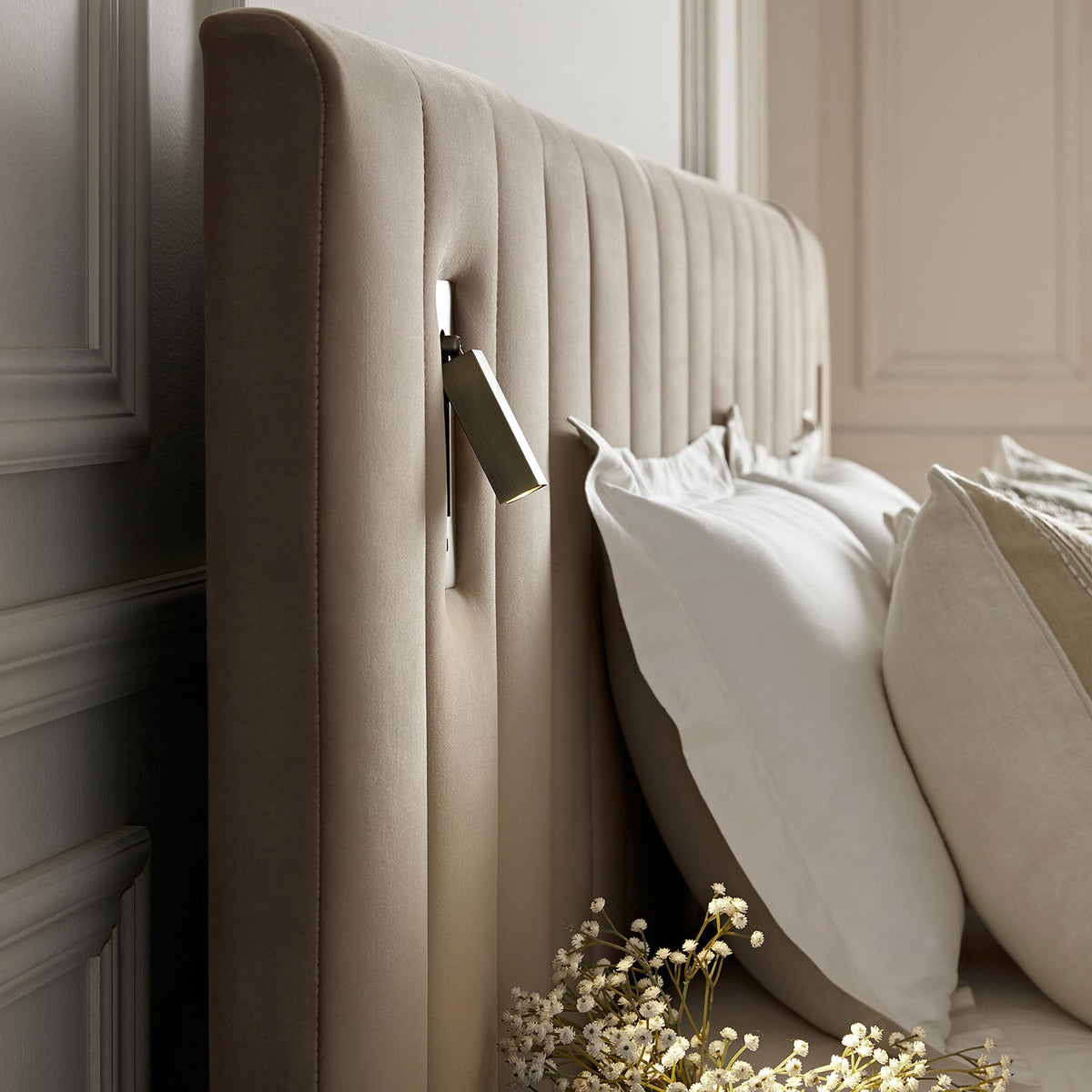 Tremezzo Oversized Ottoman Storage Bed in Taupe Velvet