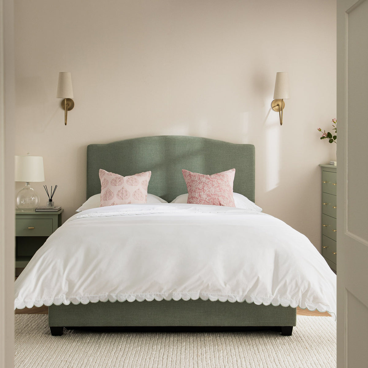 Chilworth Upholstered Ottoman Storage Bed in Water Green Chenille