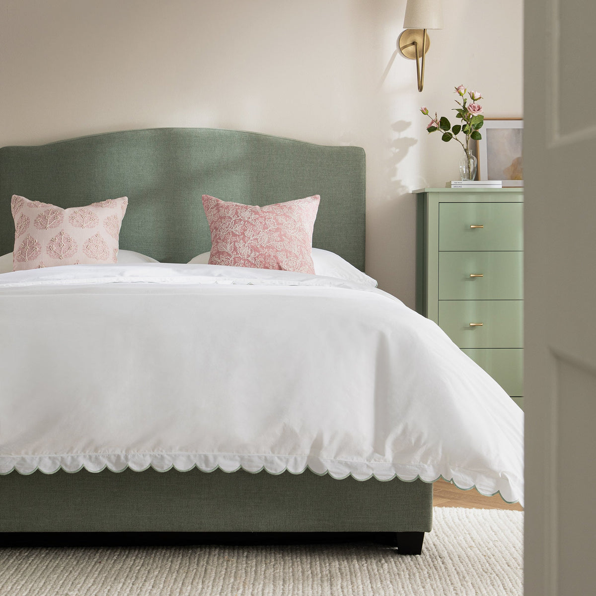 Chilworth Upholstered Ottoman Storage Bed in Water Green Chenille