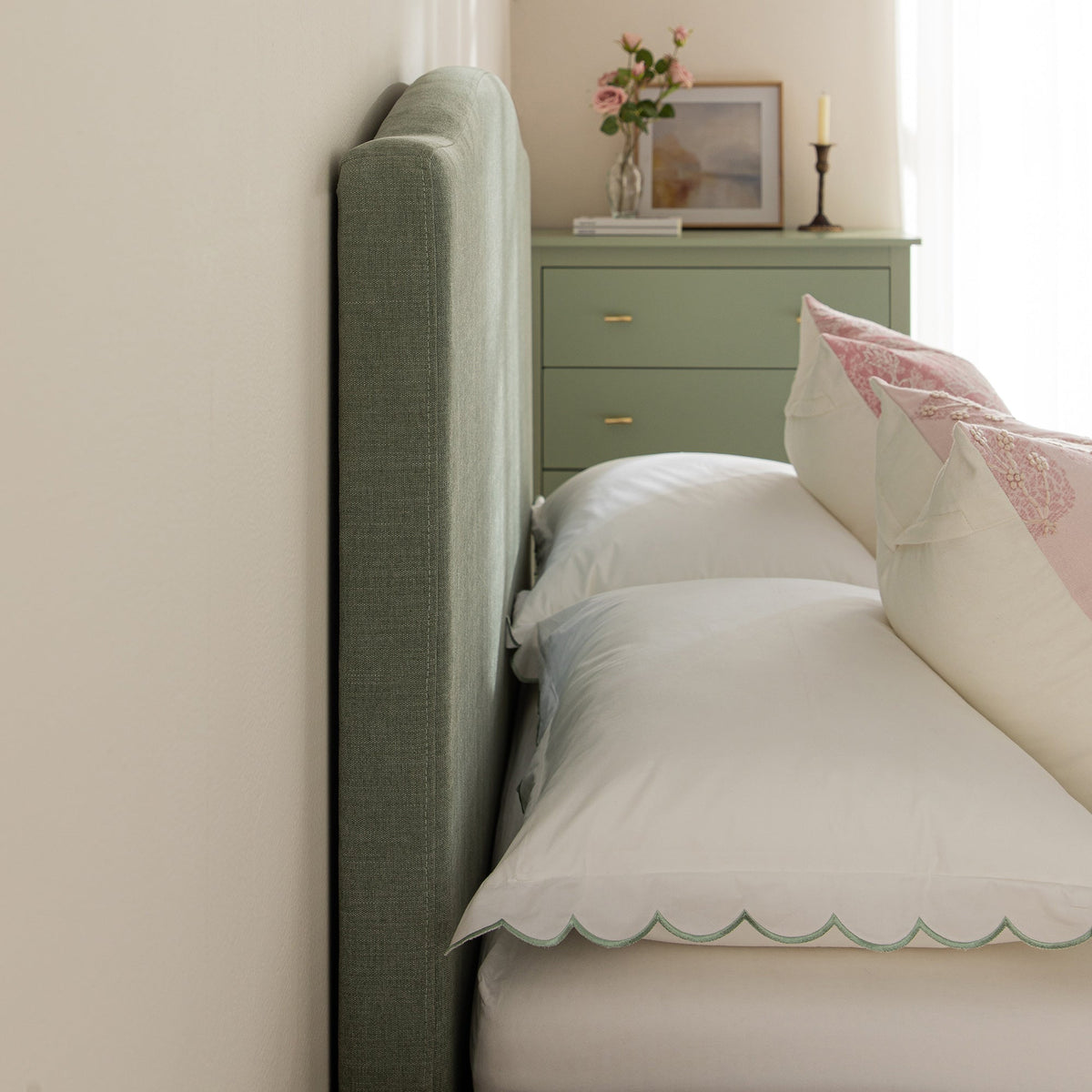 Chilworth Upholstered Ottoman Storage Bed in Water Green Chenille