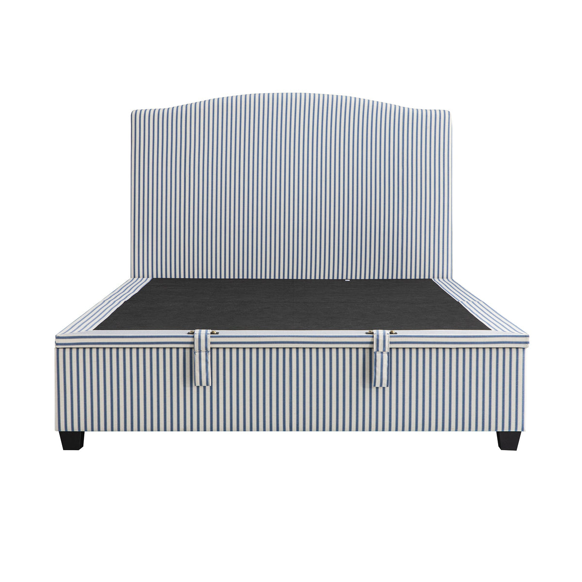 Chilworth Upholstered Ottoman Storage Bed in Blue Stripe Linen Blend