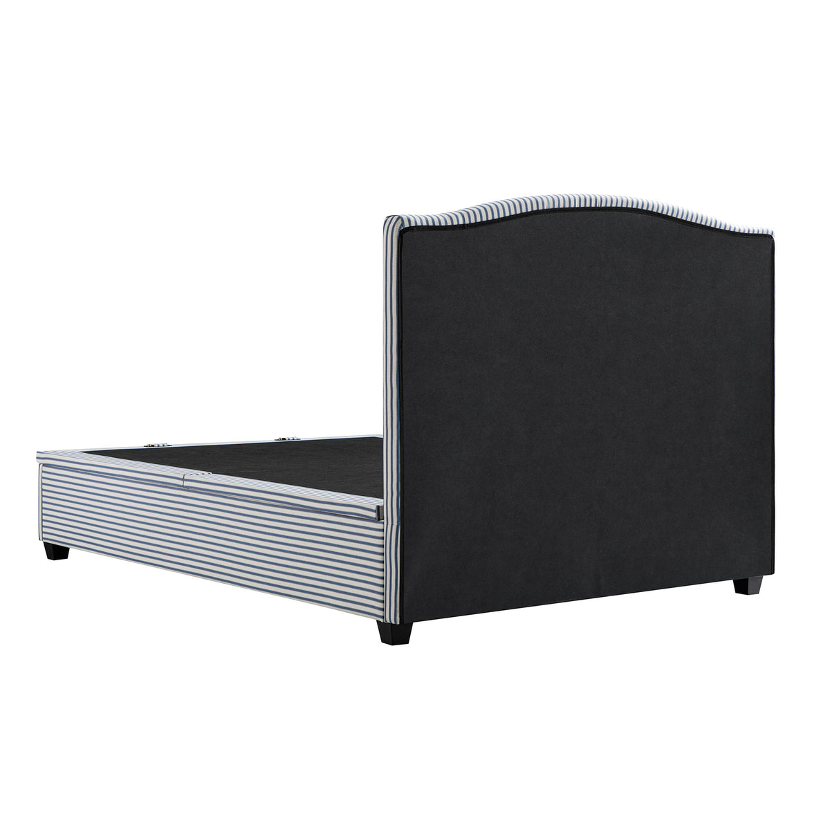 Chilworth Upholstered Ottoman Storage Bed in Blue Stripe Linen Blend