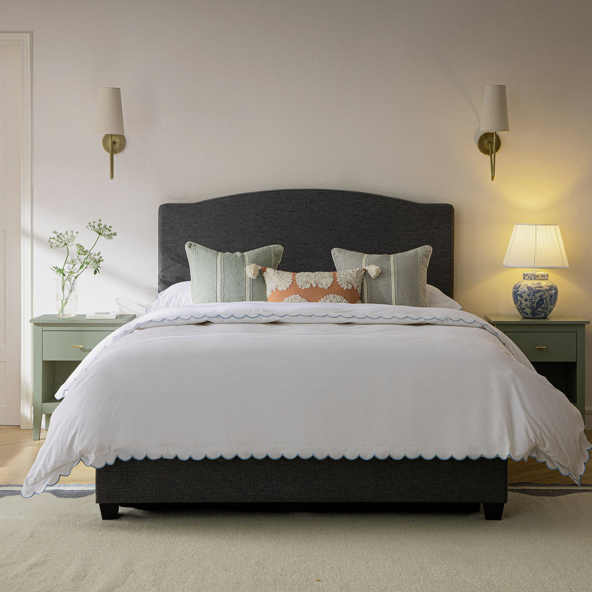 Chilworth Upholstered Ottoman Storage Bed in Dark Grey Weave Fabric