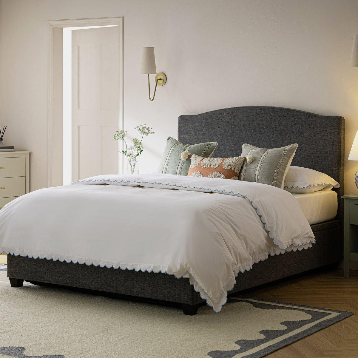 Chilworth Upholstered Ottoman Storage Bed in Dark Grey Weave Fabric