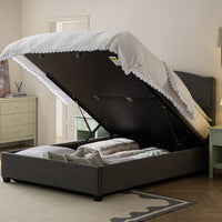 Chilworth Upholstered Ottoman Storage Bed in Dark Grey Weave Fabric – image 25 of 115