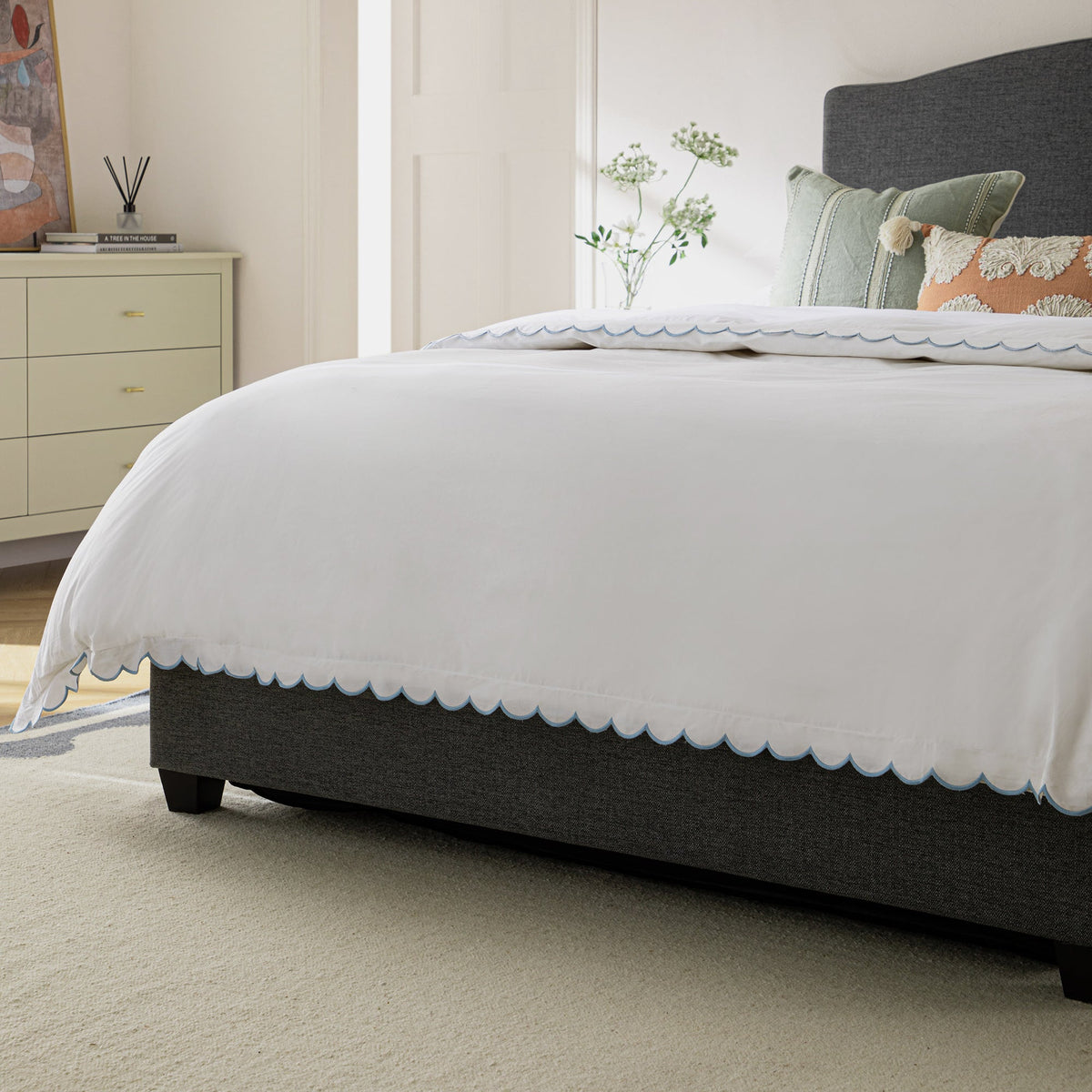 Chilworth Upholstered Ottoman Storage Bed in Dark Grey Weave Fabric