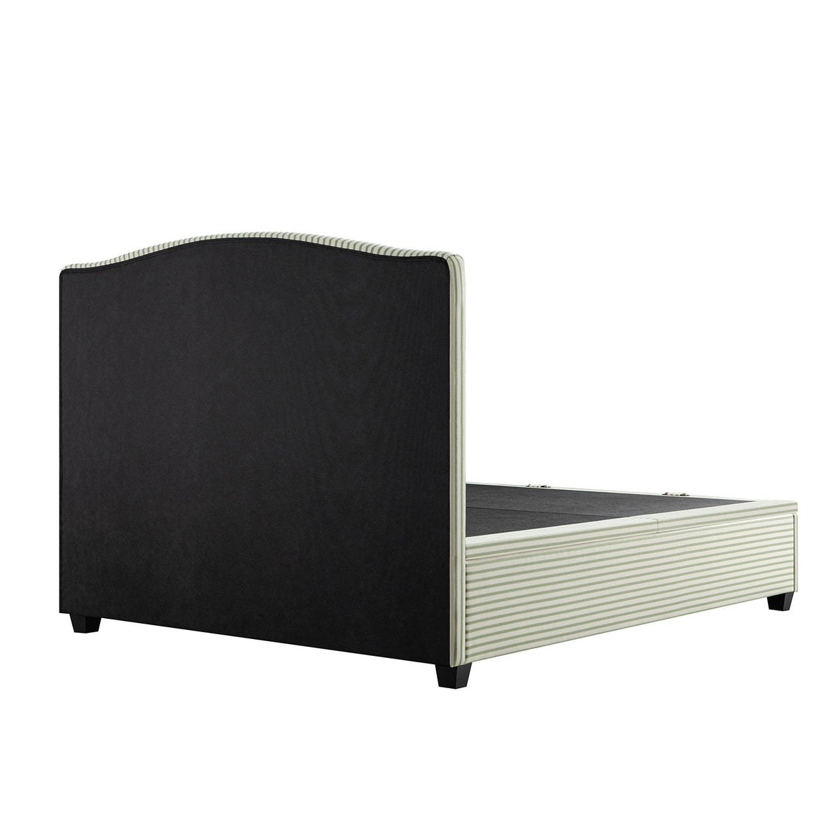 Chilworth Upholstered Ottoman Storage Bed in Green Stripe Linen Blend