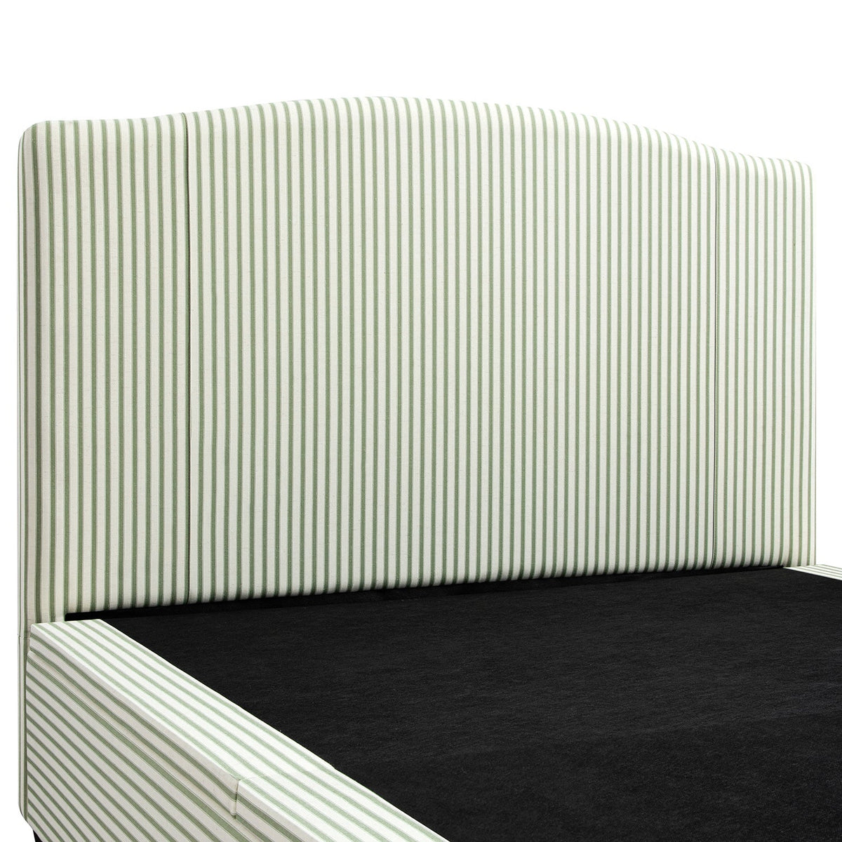 Chilworth Upholstered Ottoman Storage Bed in Green Stripe Linen Blend