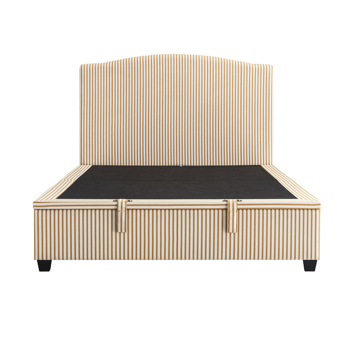 Chilworth Upholstered Ottoman Storage Bed in Ochre Stripe Linen Blend
