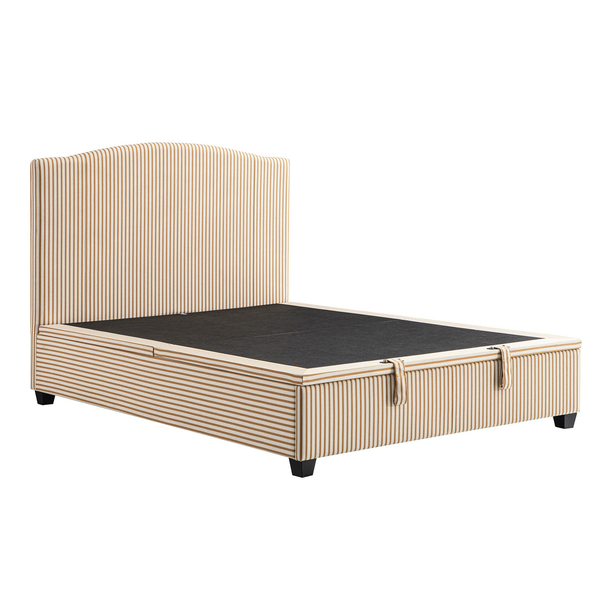 Chilworth Upholstered Ottoman Storage Bed in Ochre Stripe Linen Blend