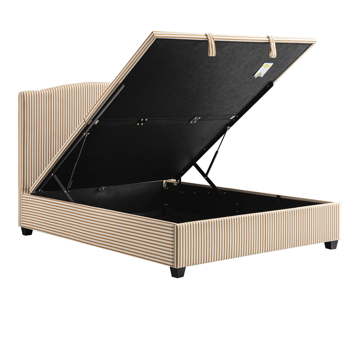 Chilworth Upholstered Ottoman Storage Bed in Ochre Stripe Linen Blend