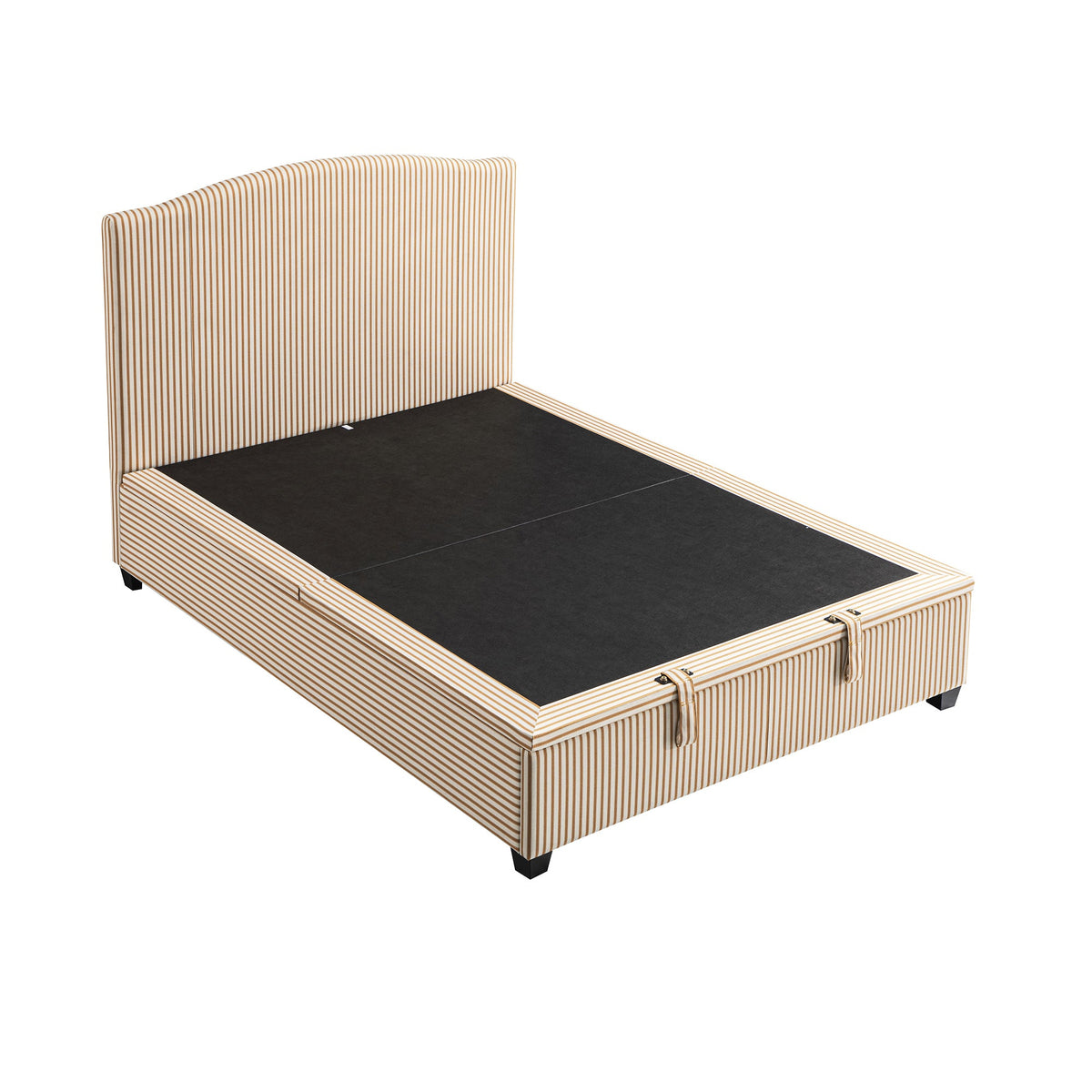 Chilworth Upholstered Ottoman Storage Bed in Ochre Stripe Linen Blend