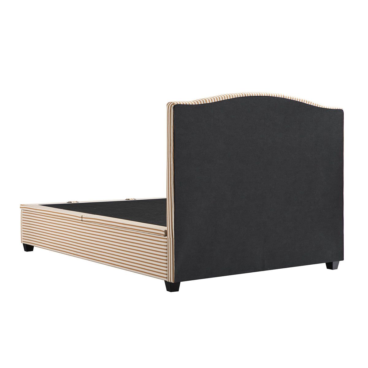 Chilworth Upholstered Ottoman Storage Bed in Ochre Stripe Linen Blend