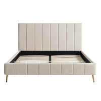 Sylvie Velvet Upholstered Bed Frame with Golden Chrome Legs in Champagne Velvet – image 13 of 20