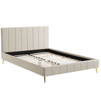 Sylvie Velvet Upholstered Bed Frame with Golden Chrome Legs in Champagne Velvet – image 16 of 20
