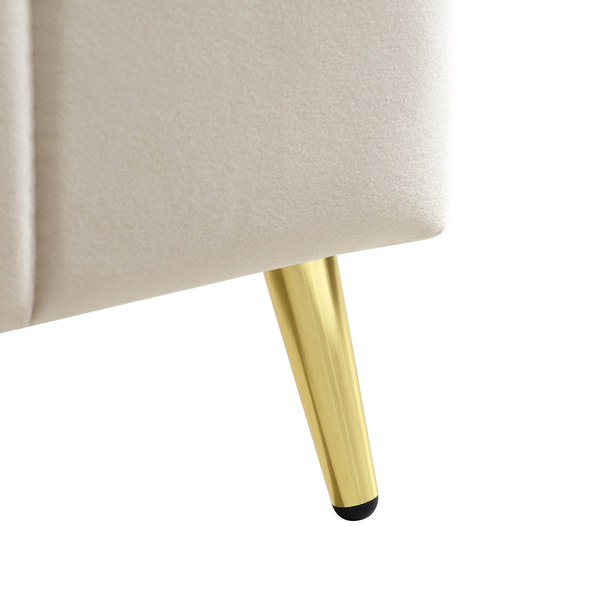 Sylvie Velvet Upholstered Bed Frame with Golden Chrome Legs in Champagne Velvet