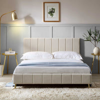 Sylvie Velvet Upholstered Bed Frame with Golden Chrome Legs in Champagne Velvet – image 12 of 20