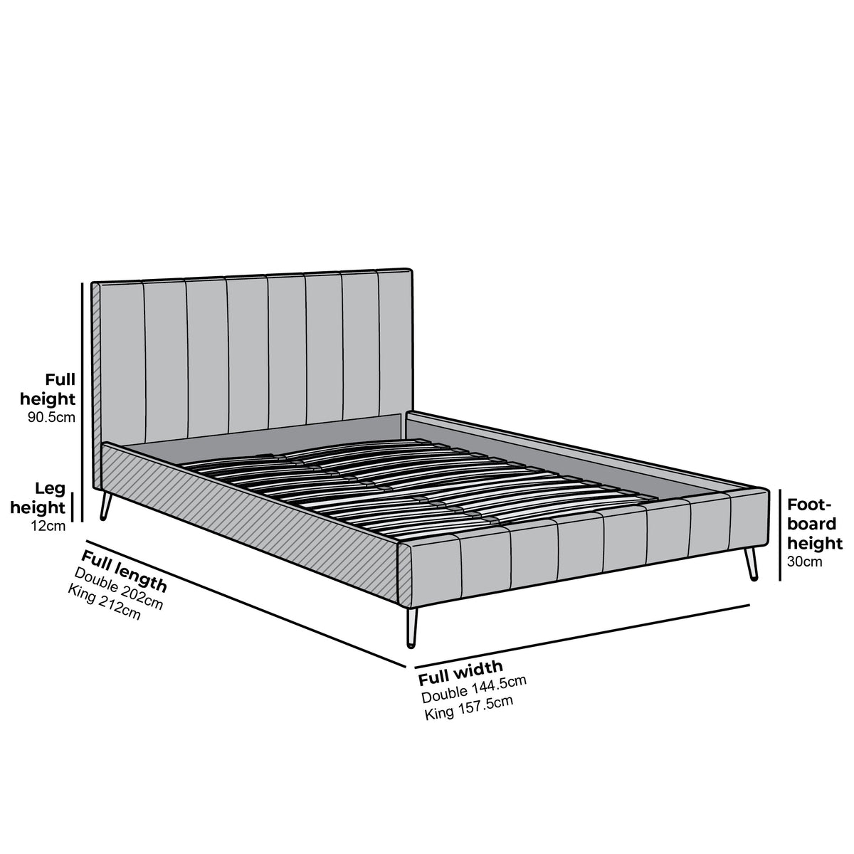 Sylvie Velvet Upholstered Bed Frame with Golden Chrome Legs in Grey