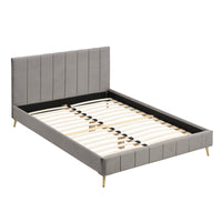 Sylvie Velvet Upholstered Bed Frame with Golden Chrome Legs in Grey – image 3 of 20