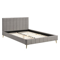 Sylvie Velvet Upholstered Bed Frame with Golden Chrome Legs in Grey – image 4 of 20