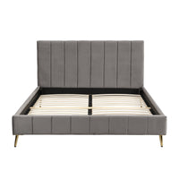 Sylvie Velvet Upholstered Bed Frame with Golden Chrome Legs in Grey – image 6 of 20