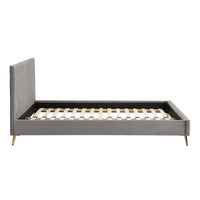 Sylvie Velvet Upholstered Bed Frame with Golden Chrome Legs in Grey – image 7 of 20
