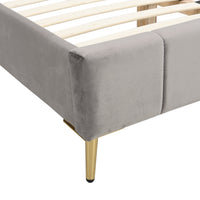 Sylvie Velvet Upholstered Bed Frame with Golden Chrome Legs in Grey – image 10 of 20