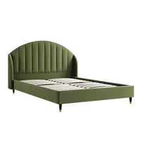 Eleanor Upholstered Bed Frame with Domed Headboard in Moss Green Velvet – image 4 of 14