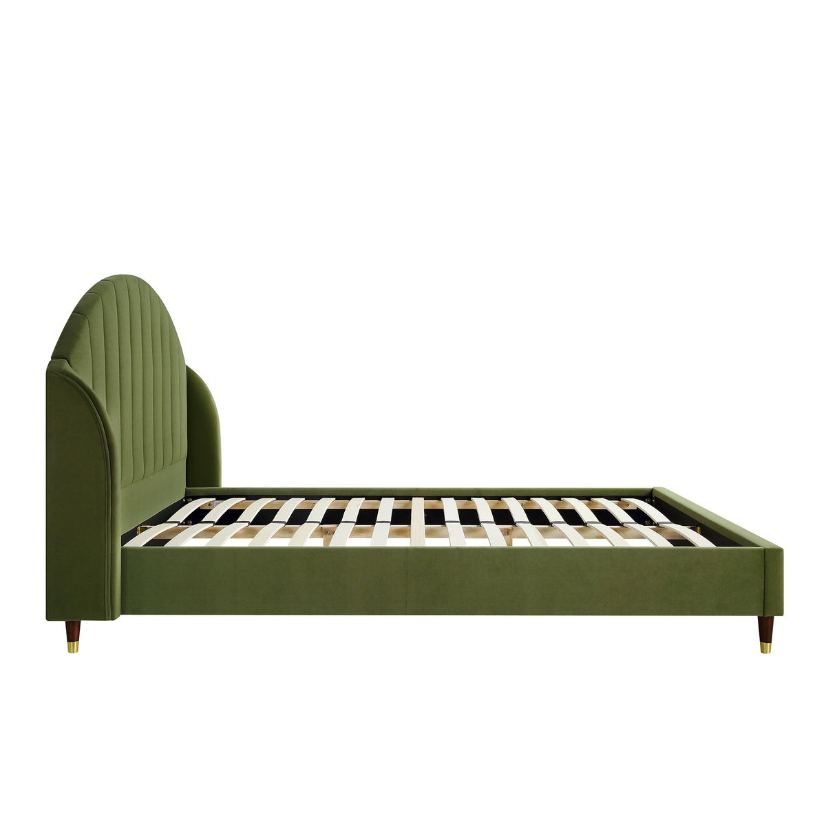Eleanor Upholstered Bed Frame with Domed Headboard in Moss Green Velvet