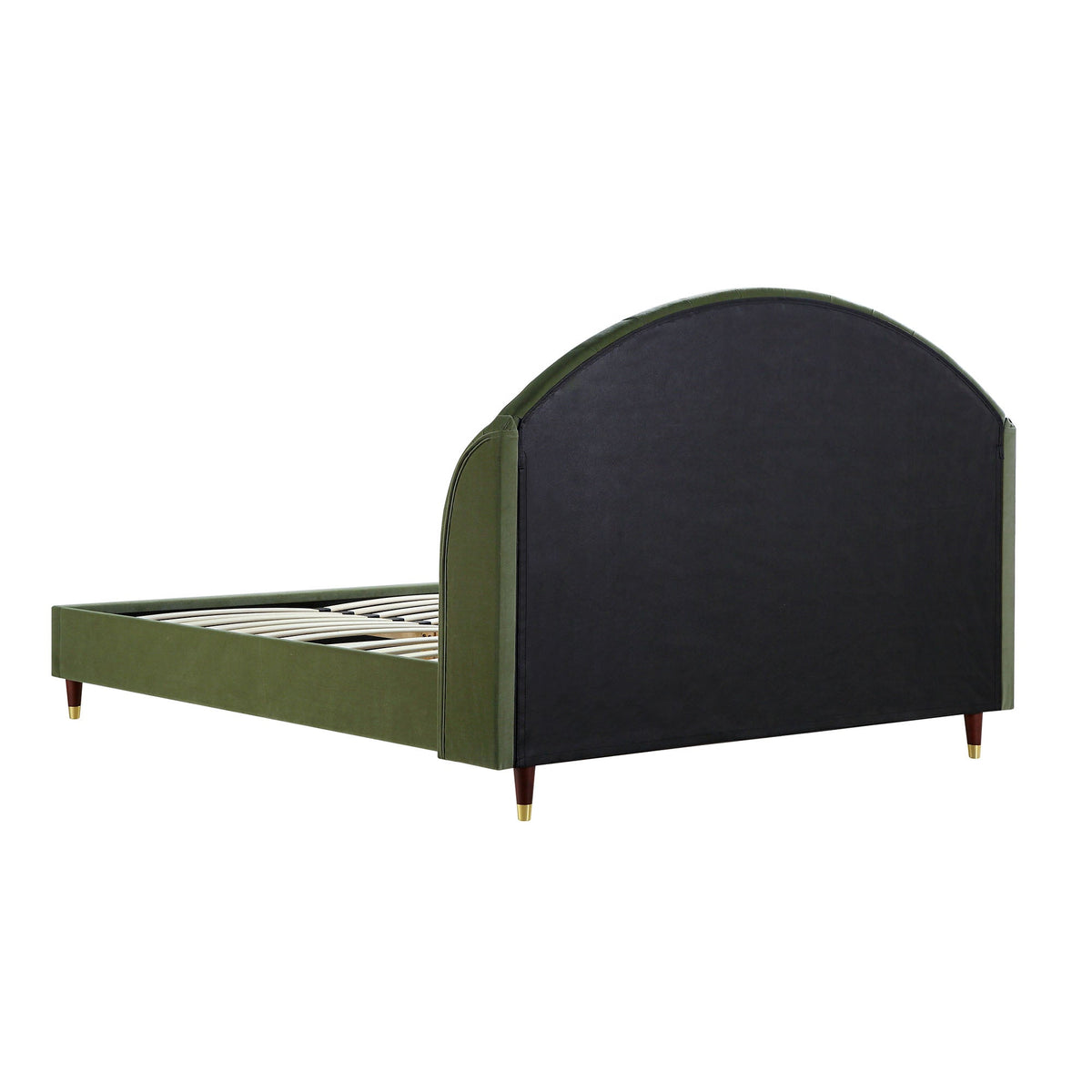Eleanor Upholstered Bed Frame with Domed Headboard in Moss Green Velvet