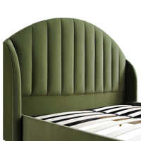 Eleanor Upholstered Bed Frame with Domed Headboard in Moss Green Velvet – image 10 of 14