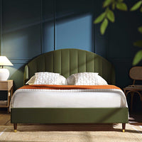 Eleanor Upholstered Bed Frame with Domed Headboard in Moss Green Velvet – image 2 of 14
