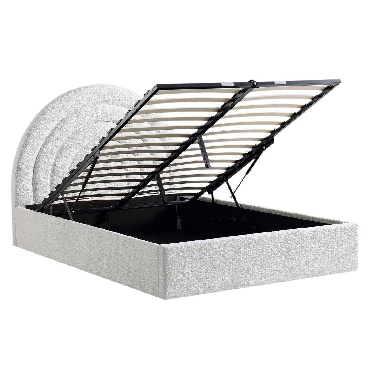 Archer Ottoman Storage Bed in White Boucle