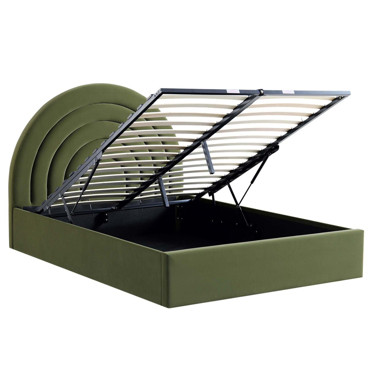 Archer Ottoman Storage Bed in Moss Green Velvet