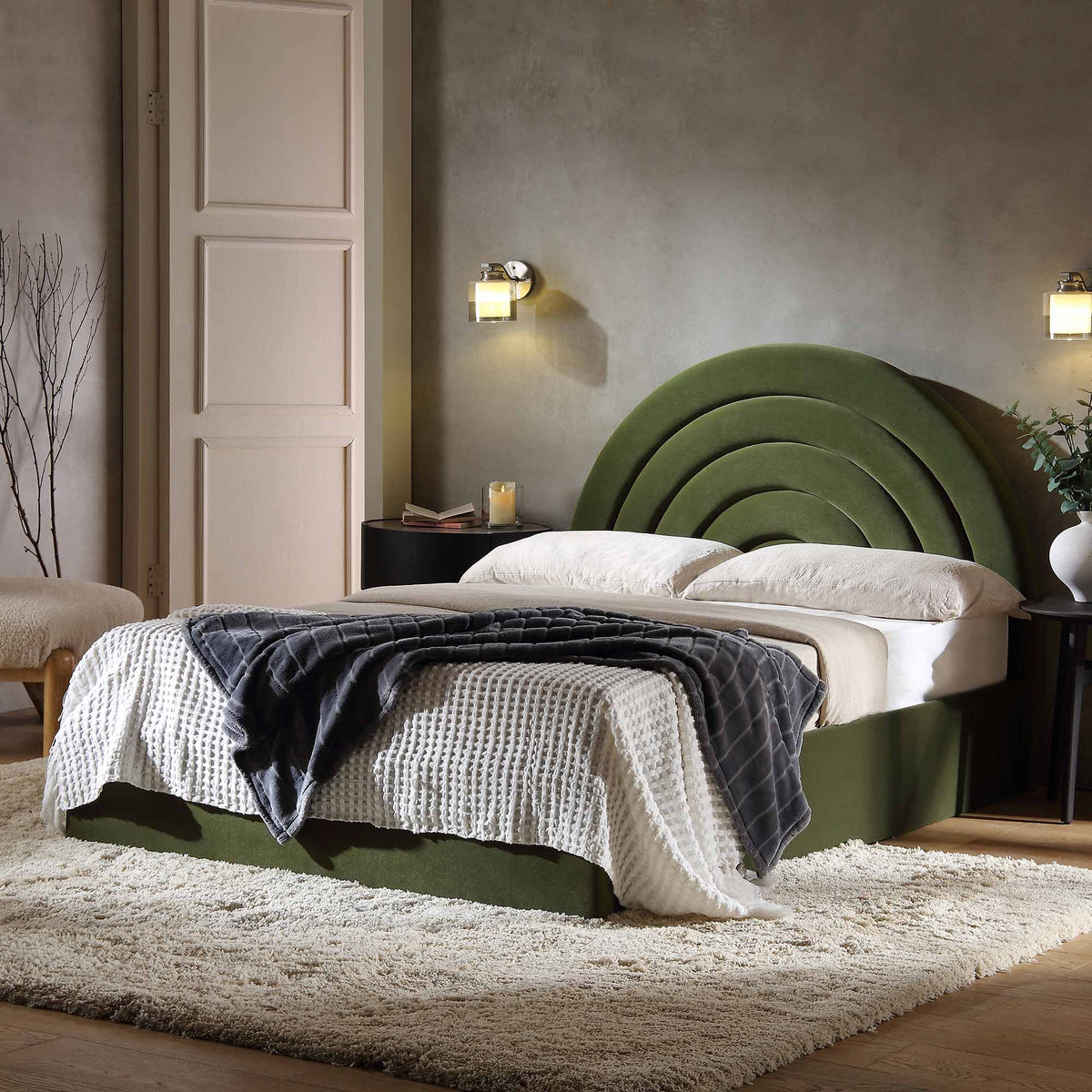 Archer Ottoman Storage Bed in Moss Green Velvet