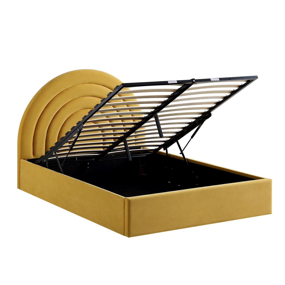 Archer Ottoman Storage Bed in Mustard Yellow Velvet