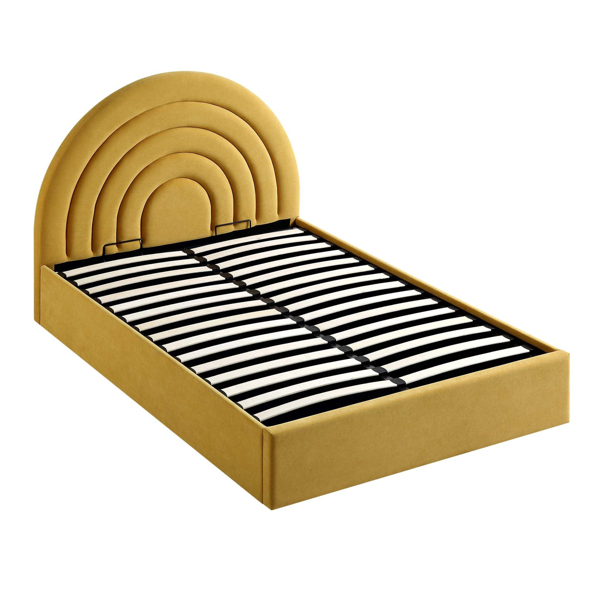Archer Ottoman Storage Bed in Mustard Yellow Velvet