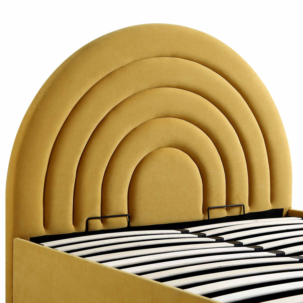 Archer Ottoman Storage Bed in Mustard Yellow Velvet