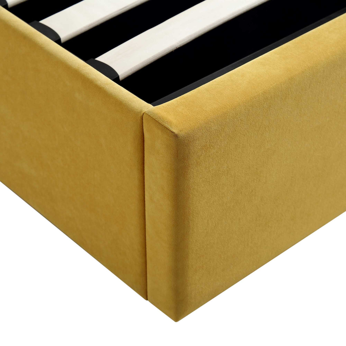 Archer Ottoman Storage Bed in Mustard Yellow Velvet