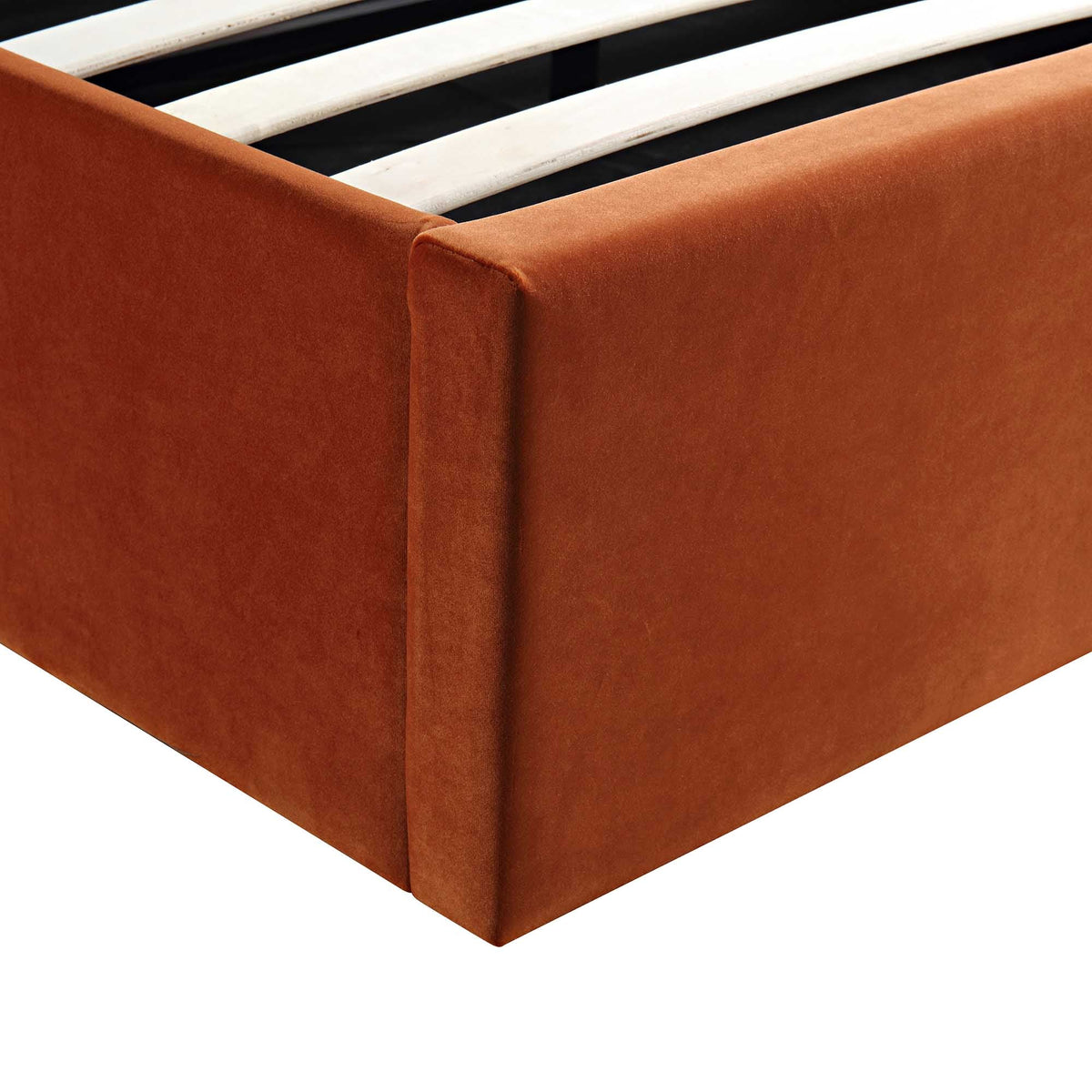 Archer Ottoman Storage Bed in Rust Velvet