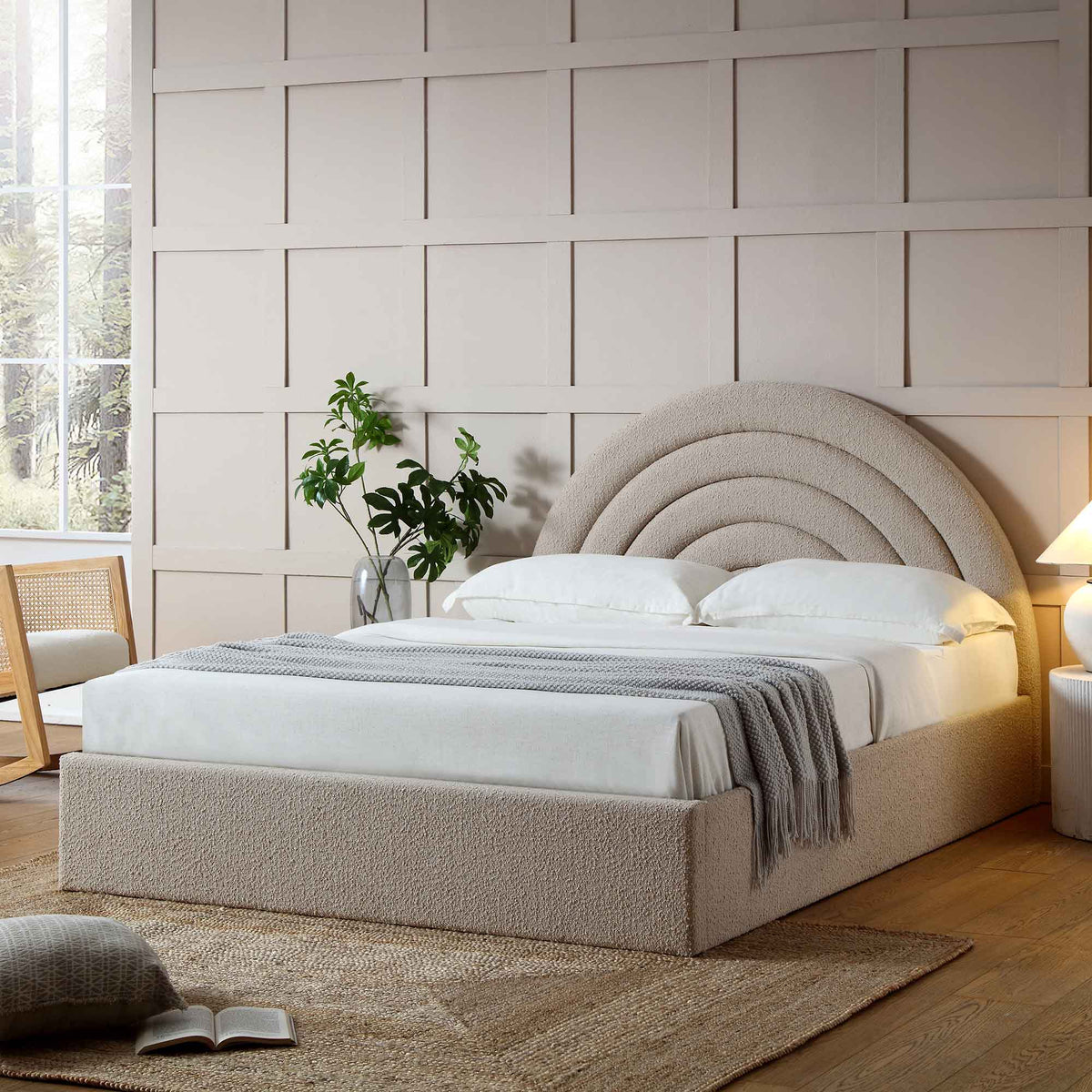 Archer Ottoman Storage Bed in Taupe Boucle