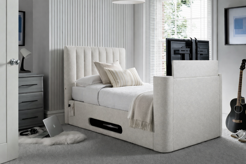 Lynx Single Ottoman TV Bed In Pebble Stone