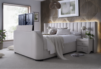 Milan Ottoman TV Bed in Natural Cream with 2 Side Units — view 10 – image 9 of 11