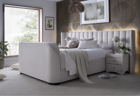 Milan Ottoman TV Bed in Natural Cream with 2 Side Units — view 9 – image 8 of 11