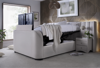 Milan Ottoman TV Bed in Natural Cream with 2 Side Units — view 11 – image 10 of 11